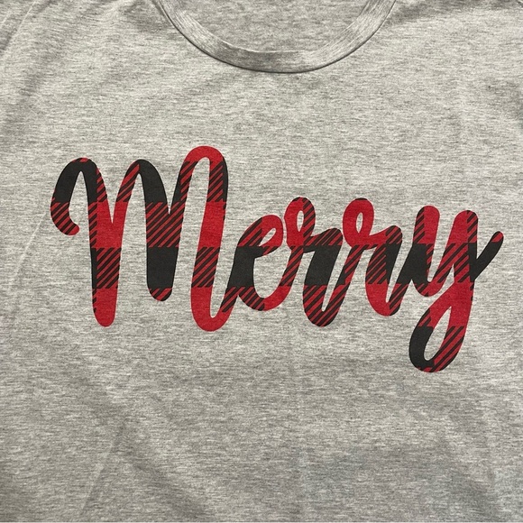 Merry Buffalo Plain Holiday Short Sleeve Gray Tee Size XXL - Picture 2 of 7